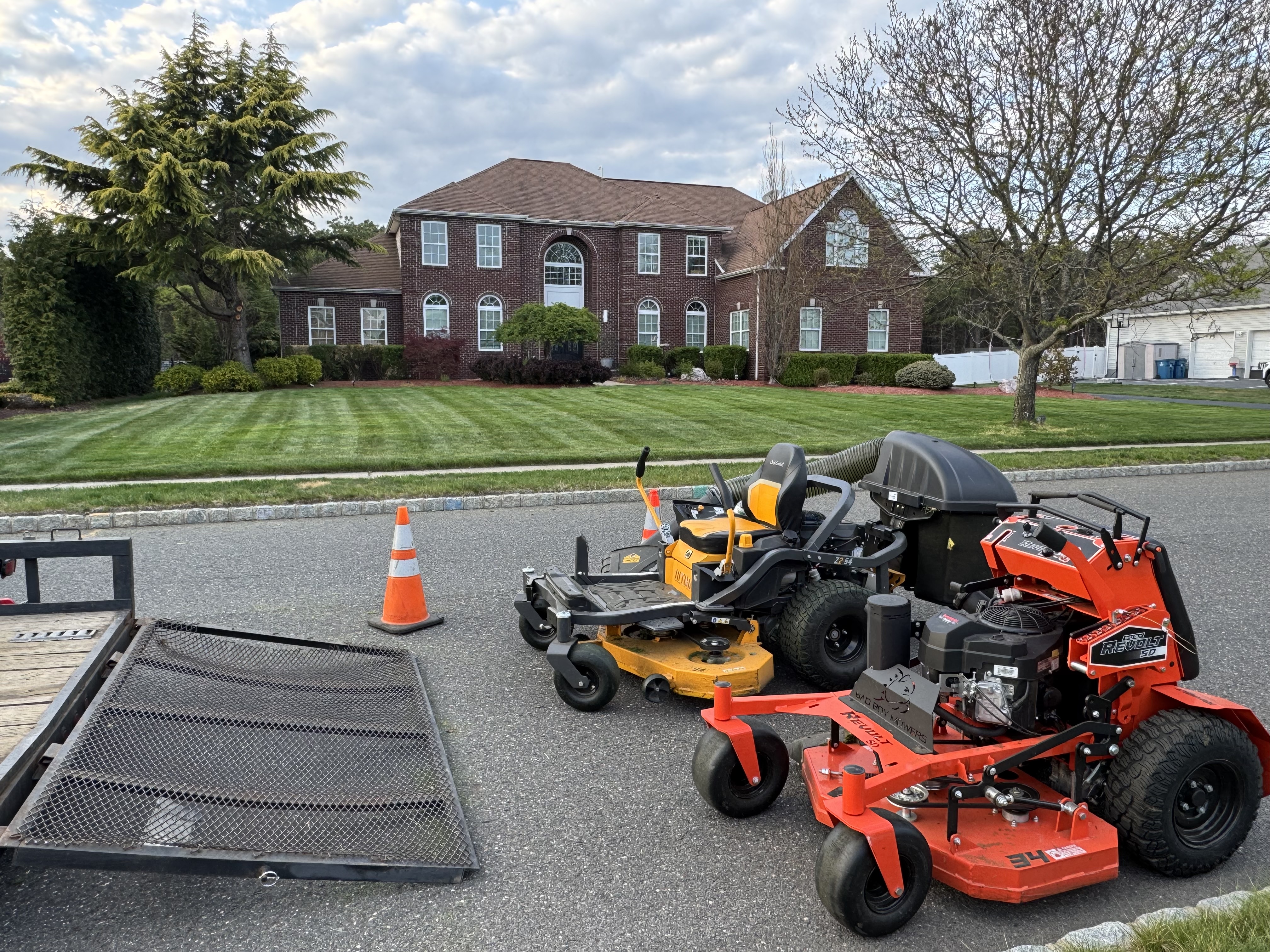 Professional mowing equipment and finished work
